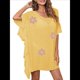 thumbnail image 3 of Traje de Baño de Playa Holgado y con Volantes de Color Liso para Mujer Amarillo Talla Única, 3 of 8