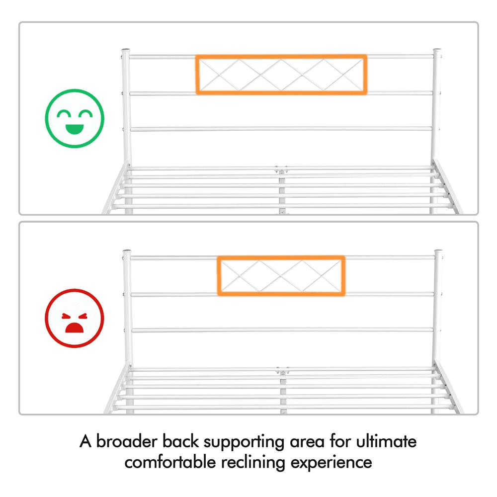 Fullfurnique Simple Metal Platform Bed Frame with Headboard and Footboard, Twin, White