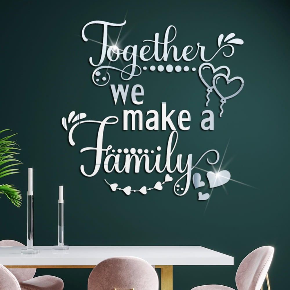 3D Acrylic Mirror Decal Wall Decor Stickers Family Letter Quotes Wall