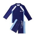 thumbnail image 2 of OGLCCG Girls Two Piece Swimsuit Colorblock UPF 50+ Rash Guard Long Sleeve Bathing Suit UPF50+ Sun Protection Beach Swimwear 3-16 Years, 2 of 5