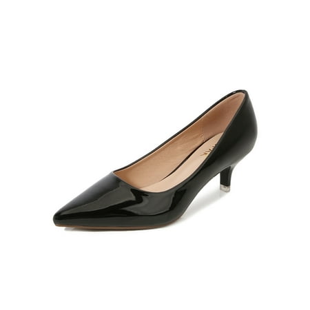 

Wazshop Women Dress Shoes Comfort Work Pump Pointed Toe Pumps Anti-Slip Slip On Mid Heels Ladies Heeled Shoe Plain Breathable Black 7