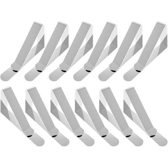 Clips para mantel de acero inoxidable, clips triangulares, clips para mesa, boca grande, juego de 12 clips de fijación ajustables