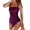 Burgundy-3, variant on Firpearl Women's One Piece Swimsuits Vintage Tummy Control Bathing Suit Slimming Ruched Swimwear