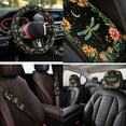 thumbnail image 4 of Uorisanigo Dragonfly Floral 14 Pieces Automobile Seat Cover Sets Steering Wheel Cover Comfortable Car Headrest Cover and Center Console Cover Cars Seat Belt Pad Cover Fit for Most Car,Suv, 4 of 6