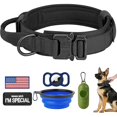 thumbnail image 1 of wonima02 Tactical Dog Collar Adjustable Nylon Collar with Control Handle and Heavy Metal Buckle for Medium and Large Dogs, with Patches&Airtags Case&Poop Bag Dispenser&Portable Bowl. (L, Black), 1 of 1