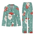 thumbnail image 3 of PoBuds Women's Long Sleeve Flannel Pajama Set Sleepwear Snow Santa Gift Sock Christmas Pattern XL, 3 of 5