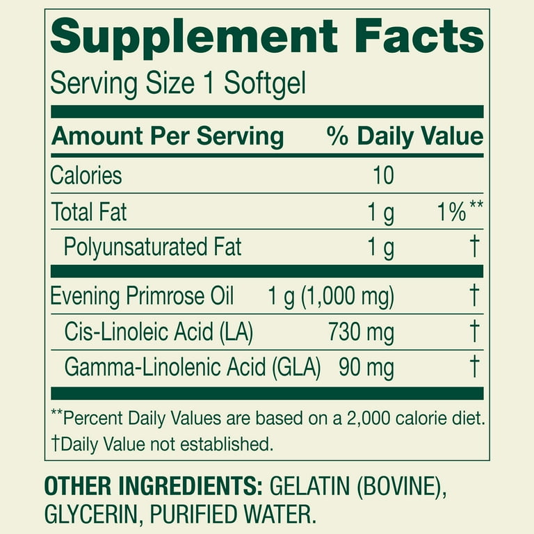 Spring Valley Standardized Evening Primrose Oil Women’s Health Dietary Supplement, 75 Softgels