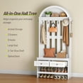 thumbnail image 3 of Hall Tree with , White Arched Entryway Organizer with 8 Hooks and 2 Drawers for Mudroom, 3 of 7