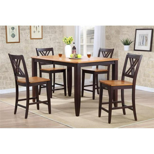 Iconic Furniture STC56-WY-MA 24 in. Double X- Back Counter Stool, Whiskey Seat & Mocha Frame