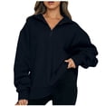 thumbnail image 2 of Puntoco Blusa de manga larga con solapa y cremallera de color sólido para mujer Puntoco Puntoco-4825, 2 of 6