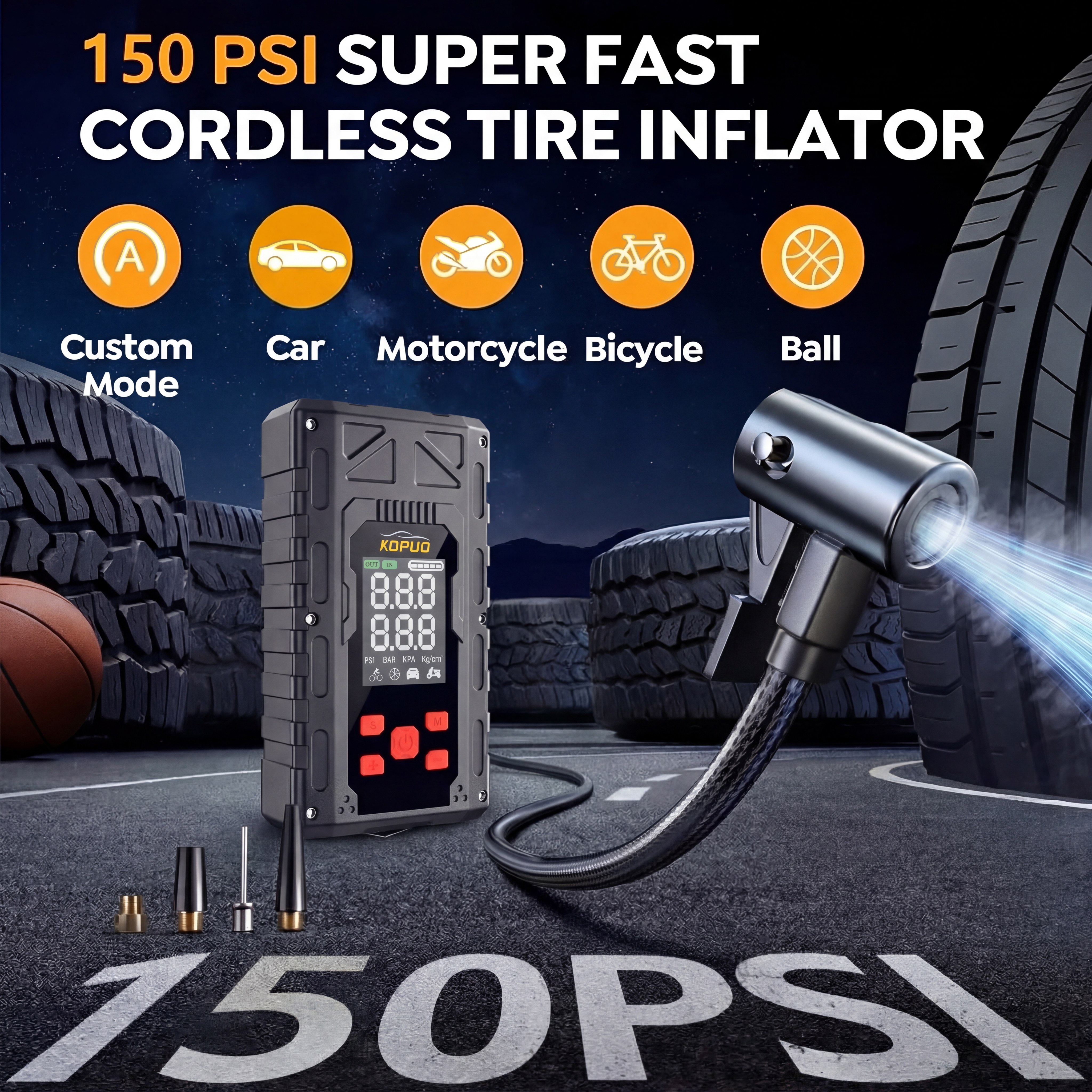 KOPUO 7000A Jump Starter with 150PSI Air Compressor photo 4