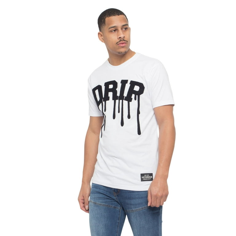 Victorious Men's Drip Chenille Patched T-Shirts TS7344 Victorious Men's Drip Chenille Patched T-Shirts TS7344