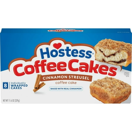HOSTESS Cinnamon Coffee Cake Topped with Streusel Individually Wrapped 8 Count 11.6 oz (Pack of 4)