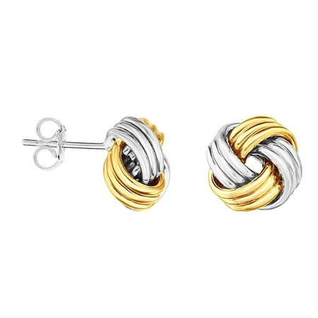 Ritastephens Love Knot Stud Earrings, Yellow Gold-Plated, 10mm, Gift Box