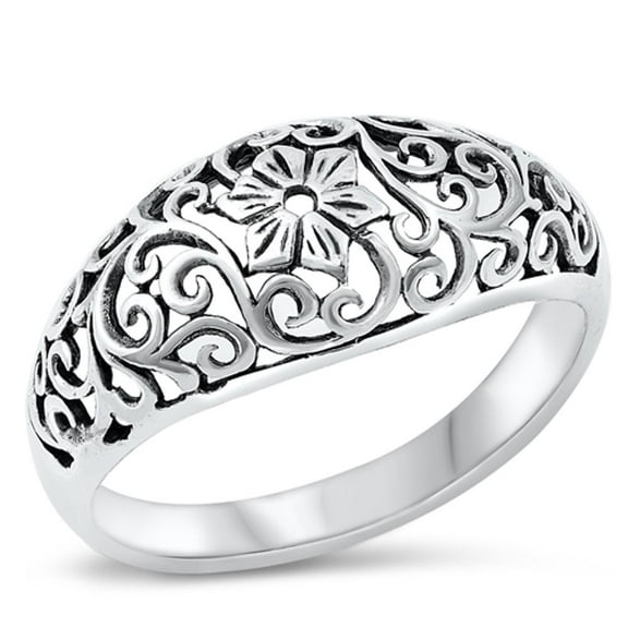 Vintage Filigree Flower Wholesale Ring .925 Sterling Silver Band Jewelry Female Male Unisex Size 10