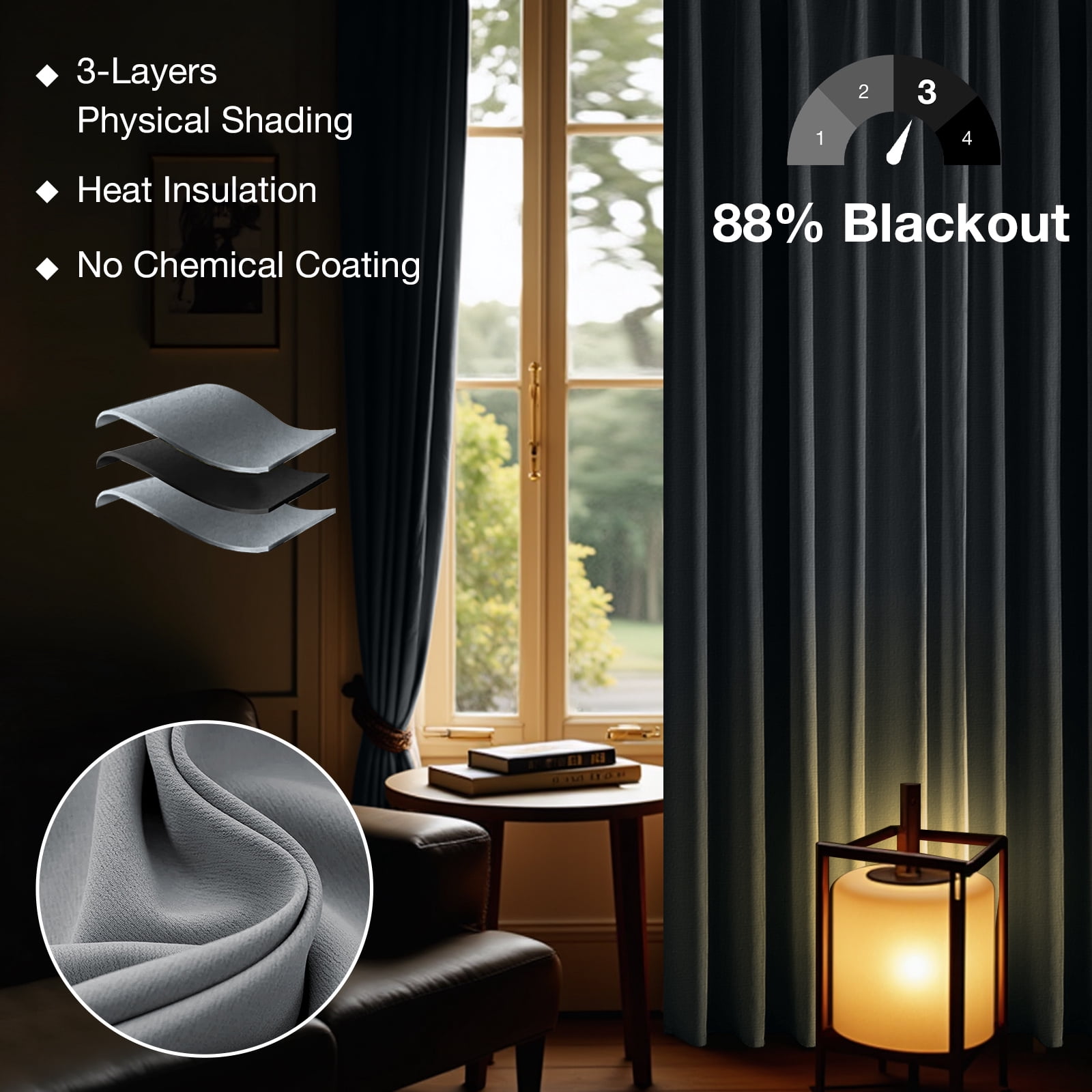 DONGPAI Room Divider Curtains Blackout Privacy Curtain Flexible Ceiling Track Thermal Insulated Noise Reduction Curtains for Living Room Bedroom Partition Separator, 1 Panel, Gray, 100"x 84"