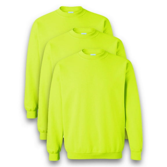 Gildan - High Visibility Safety Sweatshirt for Unisex, Hi Vis Heavy Blend Safety Green Crewneck Sweatshirt Size-2xl, Pack-3