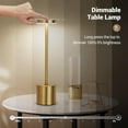 thumbnail image 2 of OhhGo Rechargeable Cordless LED Table Lamp, Portable LED Touch Lamp 3 Level Dimmable Tables Lights Reading Lamps 5200mah Battery Powered USB Bedside Lamps Decoration Lights（2 Pcs Gold), 2 of 10