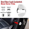 thumbnail image 3 of x xotic tech Door Lock Protector Cover, Stainless Steel Car Door Lock Latches Buckle Decor Trim Interior Accessories Compatible with Tesla Model 3 2017-2024 , Model Y 2020-2024 (4pcs,Silver), 3 of 9