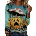 thumbnail image 2 of Uootdi Halloween Long Sleeve Sweatshirt for Woman Cute Witch Moon Pumpkin Print Graphic Pullover Tops Ugly Black Gift Cat Ghost L, 2 of 5