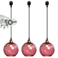 thumbnail image 1 of FSLiving Dimmable Juno Track Lighting Pendants, J-Type Track Mounted Remote Control Modern Socket Water Ripple Rose-bengal Glass Globe Chandeliers for Bar 3 Lights Kitchen Ceiling Customizable, 1 of 9
