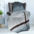 thumbnail image 4 of Lighthouse Soft Flannel Fleece Blanket, Foggy Atmosphere Marine Life Navigation Journey Seascape Digital Style, Cozy Plush for Indoor and Outdoor Use, 50" x 70", Bluegrey Chocolate, by Ambesonne, 4 of 5