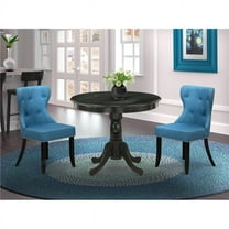 Antique Kitchen Dining Table Set - Black & Mineral Blue, Set of 2