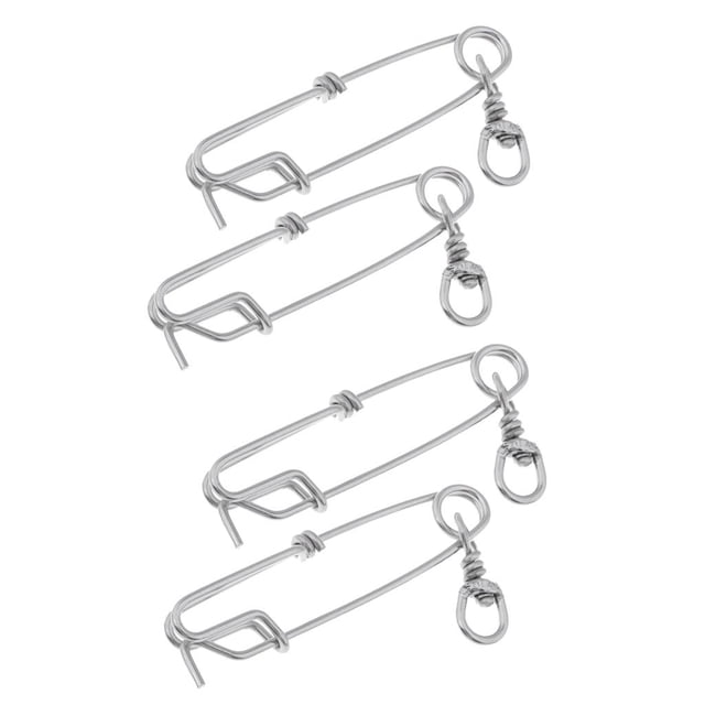 2pcs Conectores De Sedal Línea Larga Clip Acero Inoxidable Agarrar Blando Industria Piscícola Pesca DYNWAVEMX Clips de línea larga de pesca