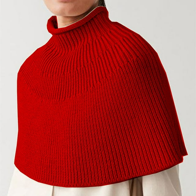 Cape Châle en Tricot Automne Hiver pour Femmes avec Col Roulé, Manteau Tricoté à la Taille pour Mode Décontractée
