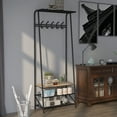 thumbnail image 2 of Hall Tree with Bench – 4-in-1 Rustic Entryway Organizer – 5 Hooks, Shoe Rack & Coat Rack – 200 lb Seat – Space-Saving – MDF & Steel – 70"H, 2 of 113