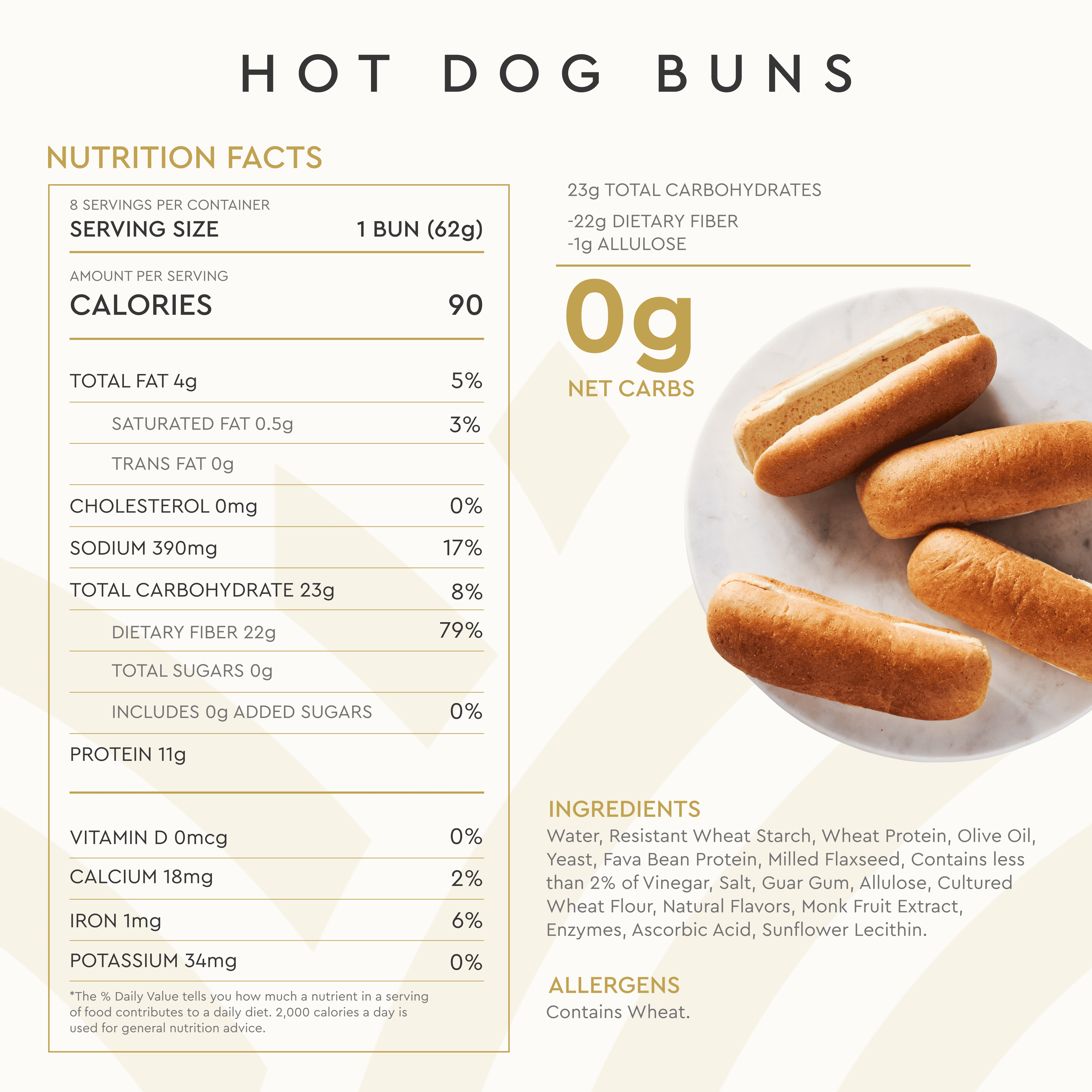 Hero Bread Hot Dog Bun, 17.5 oz