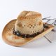 thumbnail image 2 of KAKOWELY Sombrero de vaquero occidental, sombrero de ala ancha, sombrero para espectáculos escénicos, gorras de vaquero de paja unisex, 2 of 4