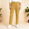 thumbnail image 2 of IWRICH Corduroy Pants for Women Elastic High Waist Pull on Straight Leg Slacks Casual Fall Trousers with Pockets Khaki M, 2 of 4