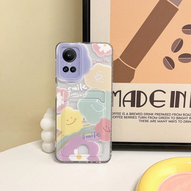 Para OPPO Reno 10 Pro + A98 A78 A58 4G 5G Bolsa De Ranura Para Tarjetas Funda De Teléfono Suave Con Flor Y Corazón Cubierta Trasera De TPU