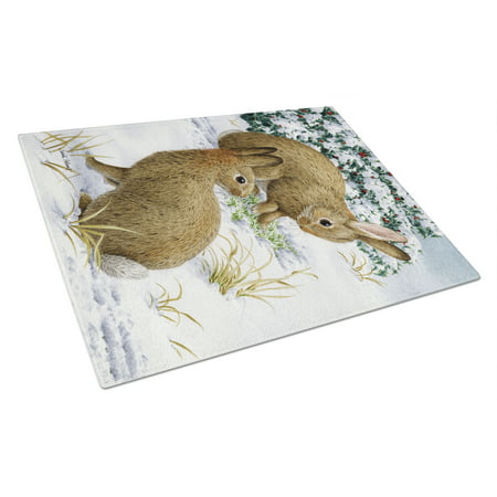 Rabbit searching for Grass in the Snow Glass Cutting Board Large (Best Shoes For Cutting Grass)