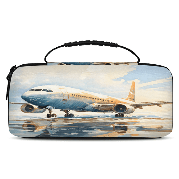 Herdesigns Airplane Airport Carrying Case for Nintendo Switch OLED Model 2021 & Switch 2017 with 20 Game Card Slots, Portable Travel Carry Case for Accessories and Console