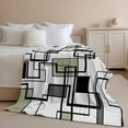 thumbnail image 3 of Flannel Fleece Throw Blanket Sage Green Color Block Lightweight Soft Plush Blankets,Black Stripe Abstract Geometric Cozy Warm Throw Blanket for Couch Sofa Bed Car Office All Season Use 60x80in, 3 of 9