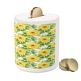 thumbnail image 3 of Yellow Flower Piggy Bank, Blooming Ranunculus Gardening Bedding Plants Leaves Watercolor Art, Ceramic Coin Bank Money Box for Cash Saving, 3.6" X 3.2", Yellow Fern Green, by Ambesonne, 3 of 4