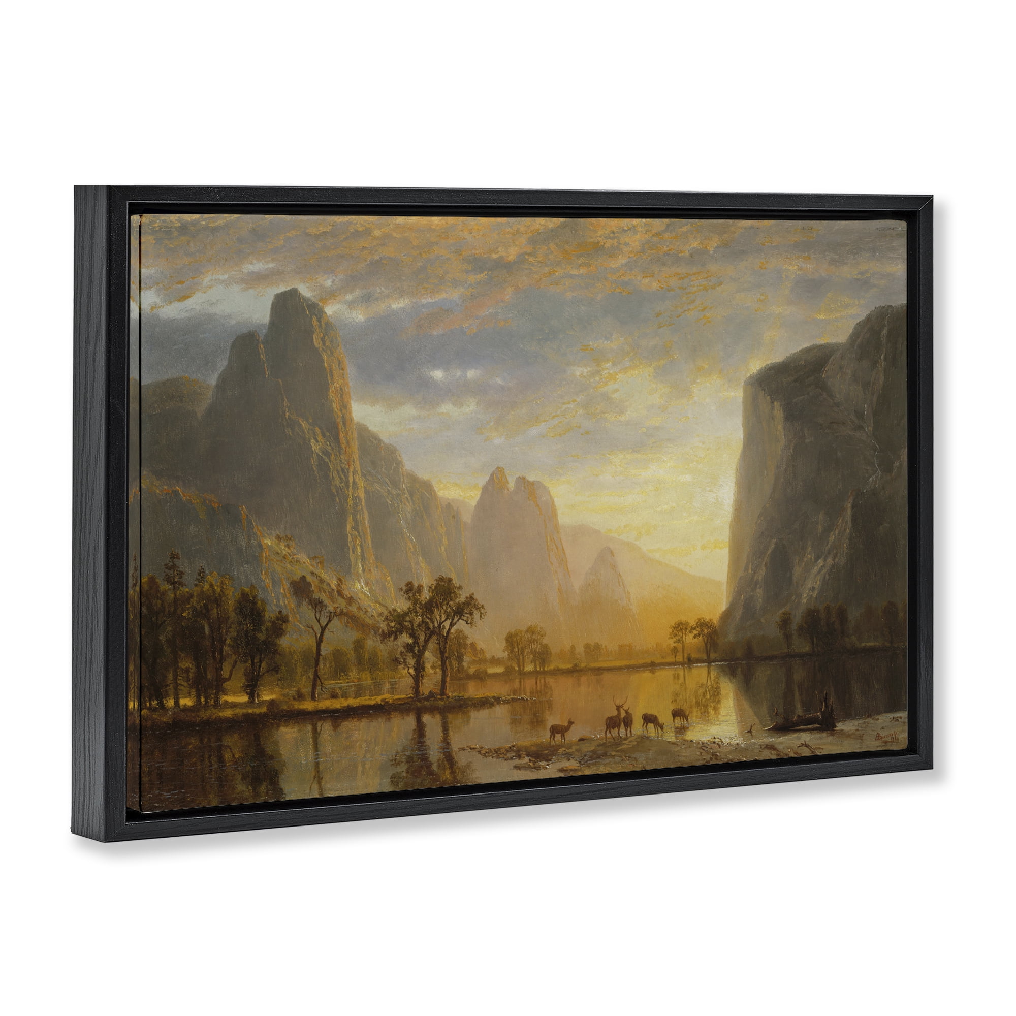 Stupell Industries Classic Bierstadt Yosemite Landscape Landscape & Nature Painting Black Floater Framed Canvas Art Print Wall Art, 31 x 21