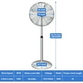 thumbnail image 6 of InfiniPower 16" High Velocity Stand Fan, Adjustable Heights, 75°Oscillating, Low Noise, Quality Made Fan with 3 Settings Speeds, Metal for Industrial, Commercial, Residential, Color: Chrome, 6 of 6
