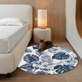 thumbnail image 3 of Round Area Rug 3 Ft, Palm Leaves Washable Non-Slip Circle Carpet for Living Room/Bedroom, Vintage Summer Blue Tropical Flowers Plants Low-Profile Small Floor Mats Collection Rugs for Indoor, 3 of 7