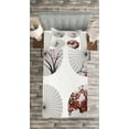 thumbnail image 3 of Ambesonne Japanese Quilted Bedspread Set 2 Pcs, Floral Art on Umbrella, Twin Size, White and Red, 3 of 3