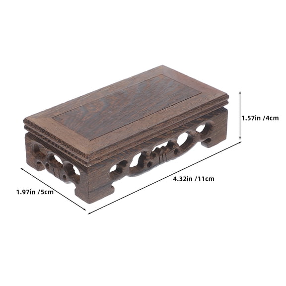 Baluue Rectangular Wooden Trophy Base Display Stand, Coffee Wood Holder for Vase, Indoor Decorative Display, 1 Piece