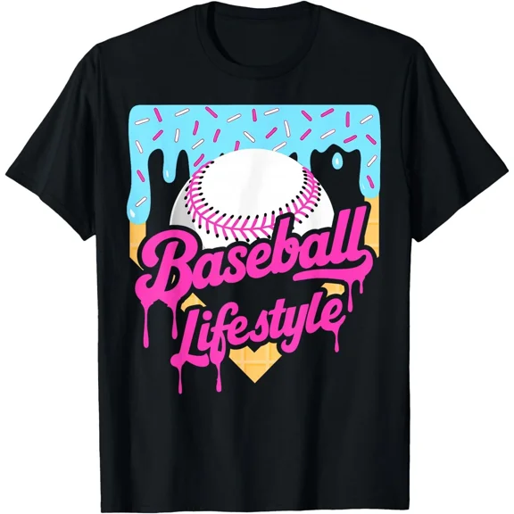 Baseball Life Lifestyle Home Plate Ice Cream Drip Youth Adult Unisex T-Shirt, up to size 5XL