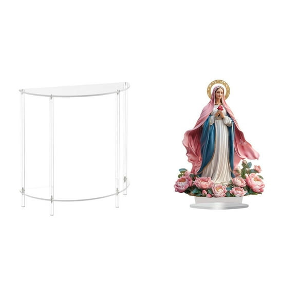 Mesita de noche de acrílico,Mesa auxiliar de acrílico transparente Mesa auxiliar transparente en capas,Mesa pequeña de acrílico,mesita de noche pequeña,compacta,Escultura de la