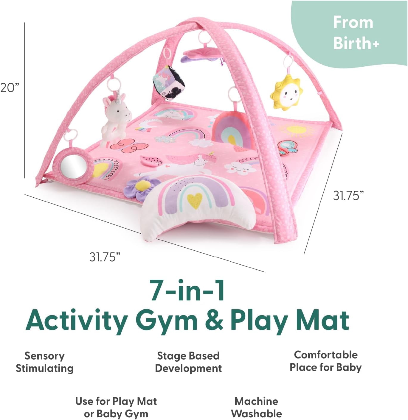 The Peanutshell Rainbow Paradise 7-in-1 Activity Gym and Play Mat for Baby