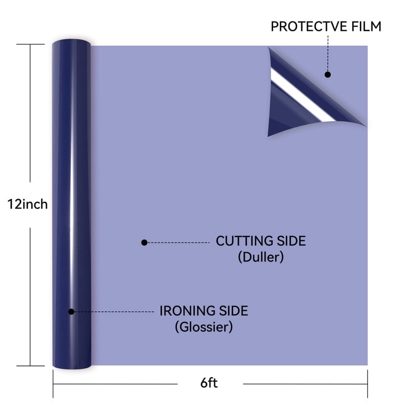 HTVRONT Heat Transfer Vinyl-12" x 6ft for Shirts, Iron on Vinyl for All Cutting Machine-Easy to Cut & Weed for Heat Transfer Design-Navy Blue