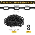 thumbnail image 2 of Plastic Chain Links, 1.9-Inch 25 Foot Barrier Chain with S-hooks, Black, 2 of 7