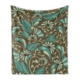 thumbnail image 1 of Oriental Soft Flannel Fleece Throw Blanket, Ornamental Nostalgic Floral Design Swirling Leaves and Blossoms, Cozy Plush for Indoor and Outdoor Use, 50" x 60", Pale Green Umber, by Ambesonne, 1 of 6