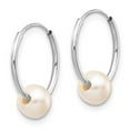 thumbnail image 2 of Real 14kt White Gold 5-6mm White Freshwater Cultured Pearl Endless Hoop Earrings; for Adults and Teens; for Women and Men, 2 of 3